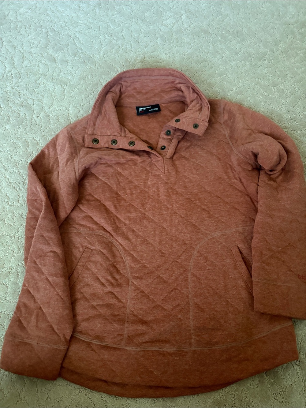 Marmot Quilted Cowl Pullover in Rust